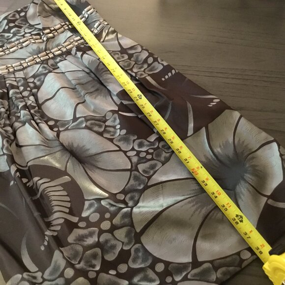 Carmen Marc Valvo Cocktail Dress Metallic Floral Gray Size 10 – Trendy, Stylish - Picture 14 of 14